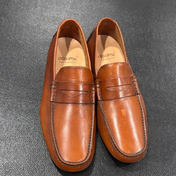 Men's Brown Leather Loafers from Italy size 44 US 11 never worn - Picture 1 of 5